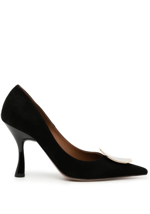 Malone Souliers Vonn 90mm metallic-finish suede pumps - Black