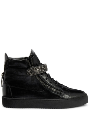 Giuseppe Zanotti Coby Deluxe leather single-strap mid-top sneakers - Black