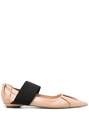 Bruno Frisoni pointed-toe leather ballerina shoes - Neutrals
