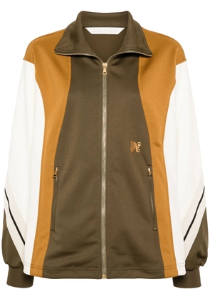 Palm Angels monogram-embroidered colourblock track jacket - Brown
