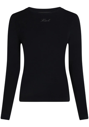 Karl Lagerfeld logo-embroidered T-shirt - Black