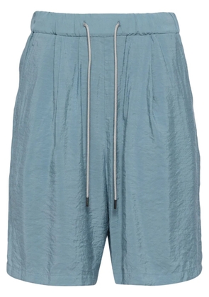 Attachment drawstring-waist straight-leg shorts - Blue