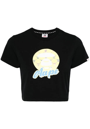 AAPE BY *A BATHING APE® cotton blend cropped logo T-shirt - Black