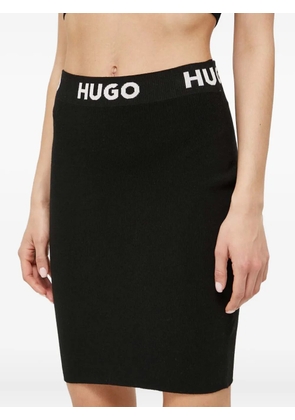 HUGO logo-waistband mini skirt - Black