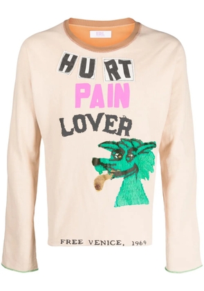 ERL slogan-print long-sleeve T-shirt - Neutrals
