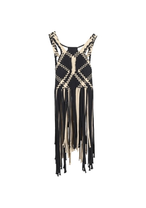 Alberta Ferretti Vintage fringed woven top - Black