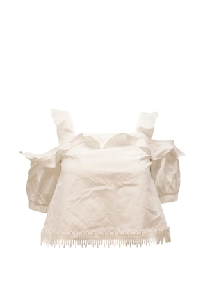 Nicholas cold-shoulder ruffles top - White
