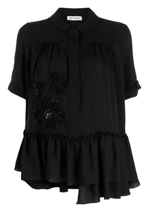 Dice Kayek floral-embroidered silk shirt - Black