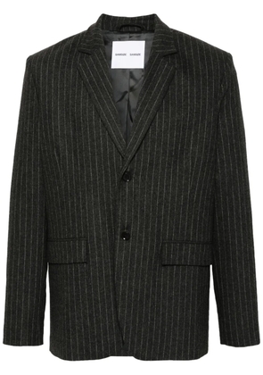 SAMSOE SAMSOE single-breasted pinstripe-pattern blazer - Grey
