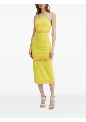 Patrizia Pepe crochet-panel midi dress - Yellow