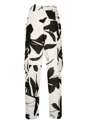 LIU JO abstract-print silk cargo trousers - Neutrals