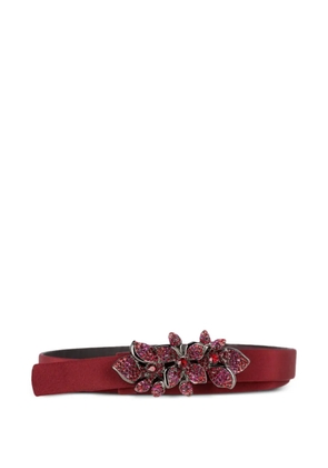 Oscar de la Renta Pre-Owned flower crystal-embellished belt - Red