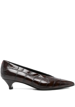 Halmanera crocodile-effect pointed-toe pumps - Brown