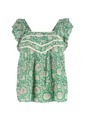 Ba&Sh ruffled floral-print top - Green