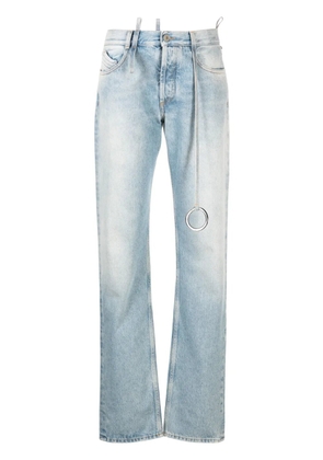 The Attico embellished low-rise tapered jeans - Blue