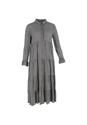 GANNI gingham tiered midi shirt dress - Black