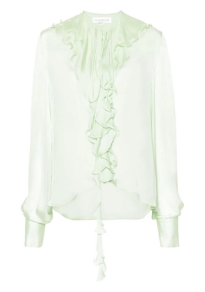 Victoria Beckham Romantic semi-sheer ruffled shirt - Green