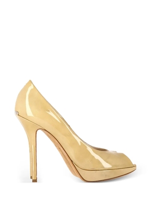 Christian Dior Pre-Owned peep-toe patent-leather pumps - Yellow