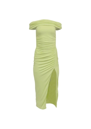 Self-Portrait ruched off-shoulder midi dress - Green