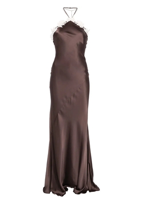 Patrizia Pepe logo-pendant maxi dress - Brown