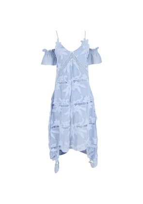Self-Portrait embroidered off-the-shoulder dress - Blue