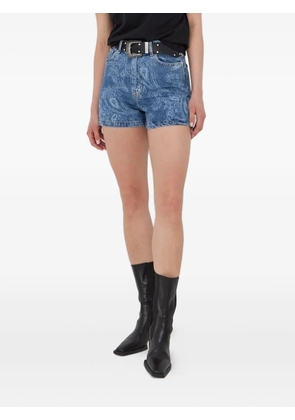 The Kooples paisley-print denim shorts - Blue