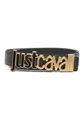 Just Cavalli logo-buckle leather belt - Black