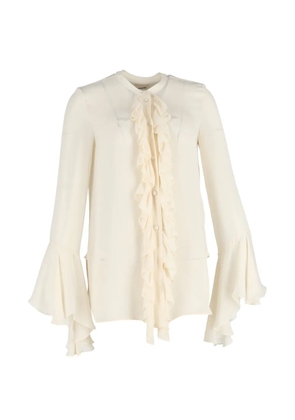 KHAITE Pre-Owned ruffled silk shirt - Neutrals