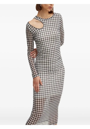 HUGO cutout houndstooth midi dress - White