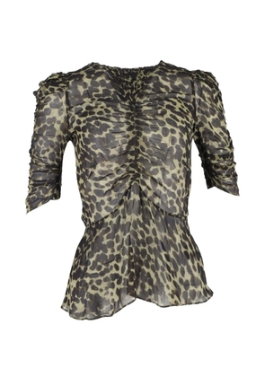 Isabel Marant Vintage Caja ruched animal-print blouse - Neutrals