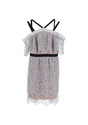 Self-Portrait floral-detail mini dress - Grey