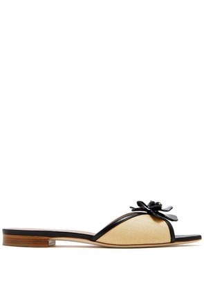Malone Souliers floral-appliqué slides - Neutrals