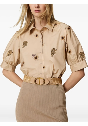 TWINSET all over-embroidery shirt - Brown
