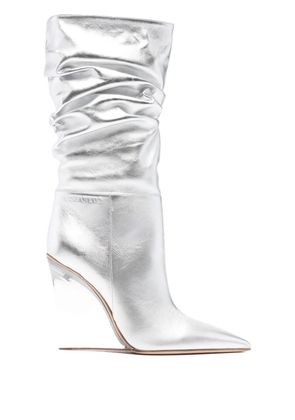 DSQUARED2 ruched wedge-heel boots - Silver