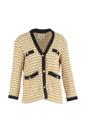 Maje tweed metallic snap-button cardigan - Yellow