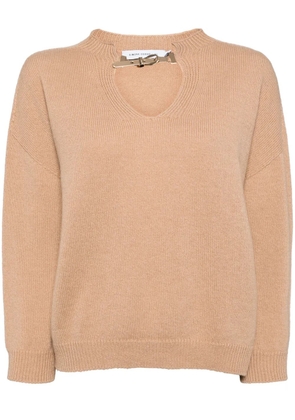 SIMONA CORSELLINI buckled V-neck jumper - Brown