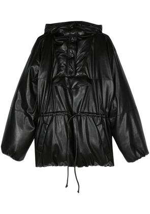 Nanushka faux-leather hooded puffer coat - Black