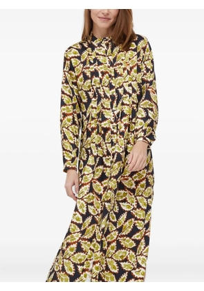 Sisley leaf-print midi day dress - Green