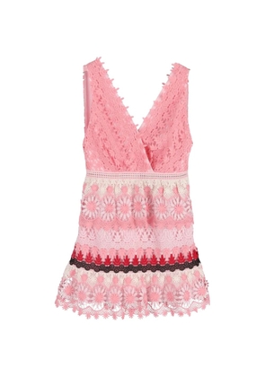 Self-Portrait floral-lace mini dress - Pink