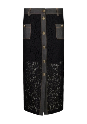 LIU JO button-up lace skirt - Black