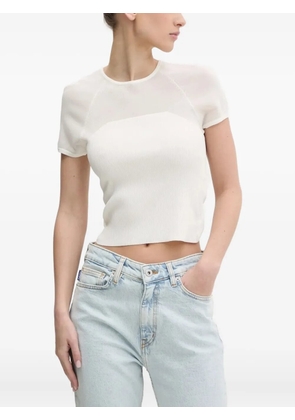 HUGO mesh-insert ribbed T-shirt - White