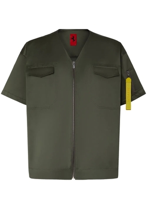 Ferrari keyring-attachment zip-fastening shirt - Green