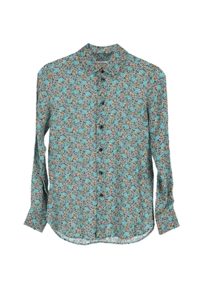 Saint Laurent Pre-Owned floral-print button-up shirt - Blue