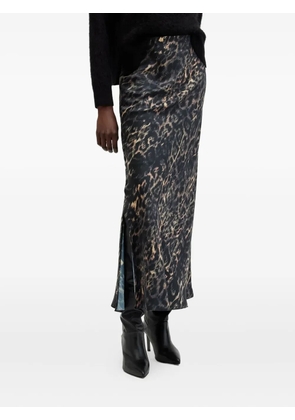 AllSaints Bryony leopard-print split maxi skirt - Black