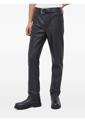 Won Hundred pockets logo-patch leather trousers - Black