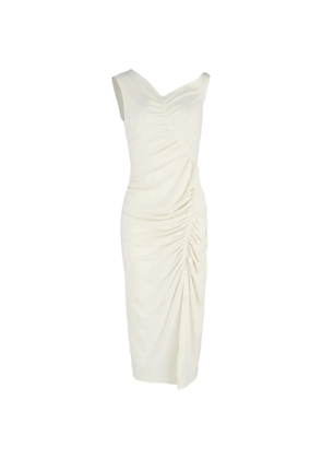 Self-Portrait asymmetric ruched midi dress - White