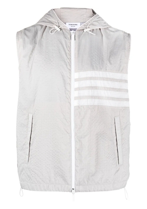 Thom Browne 4-Bar stripe ripstop hooded gilet - Grey