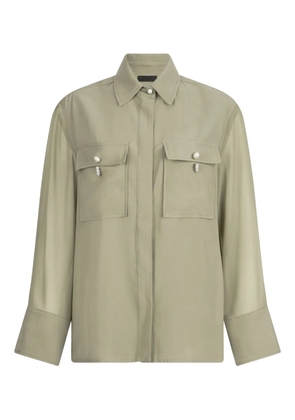 LIU JO pearl-embellished flap-pocket shirt - Green