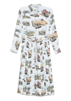 Thom Browne scenic toile pleated maxi dress - Blue