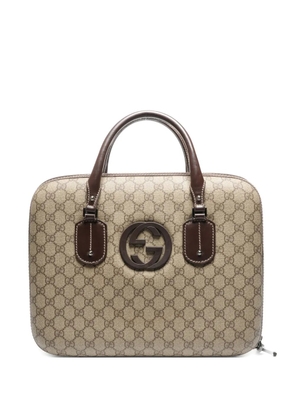 Gucci Pre-Owned monogram-pattern logo-detail laptop bag - Neutrals